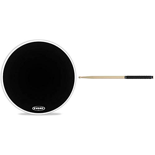Evans MX1 Black Marching Bass Drum Head, 16 Inch with Vater VGTB Grip