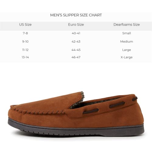 Dearfoams Men's Keaton Memory Foam Moccasin with Wide Widths Slipper
