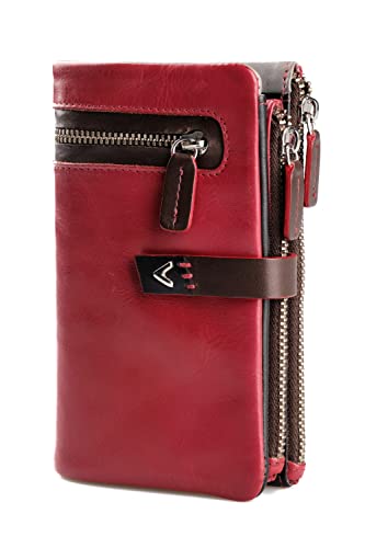 Lavalen® Women's Leather Wallets – Large Women's Wallet with RFID – Genuine Leather Card Holder – Removable Red Purse – Handmade Wallet – Modern Gift.