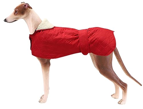 Geyecete Warm Thermal Quilted Greyhound Coat with harness hole, Dog Winter Coat with Warm Fleece Lining, Outdoor Dog Apparel for Medium, Large Dog -Red-XXXL — image 1