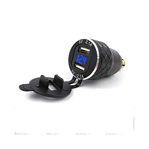 Meetou DIN Hella Powerlet Plug to Dual USB Charger Adapter with LED Voltmeter for BMW Motorcycle/Phone / iPhone/GPS / SatNav