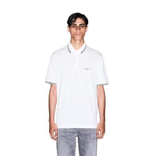 Armani Exchange Polo piqué avec Petit Logo pour Homme, Blanc cassé., L