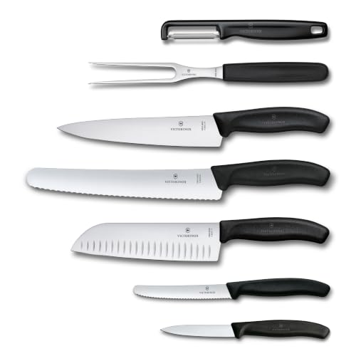 Victorinox Professional Kitchen Knife Set, Swiss Classic, 7-piece, Black