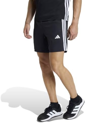 Uomo Workout Essentials Base 3 Stripes Woven Short 7 Inches Shorts, Black/White, M