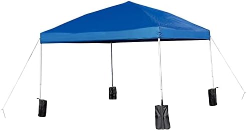 Flash Furniture 10x10 Blue Pop Up Canopy Tent with Sandbags & Wheeled Case