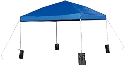 Flash Furniture 10x10 Blue Pop Up Canopy Tent with Sandbags & Wheeled Case