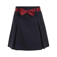 Nautica Girls Size' School Uniform Pleated Scooter, Navy/Striped Belt, 20 Plus