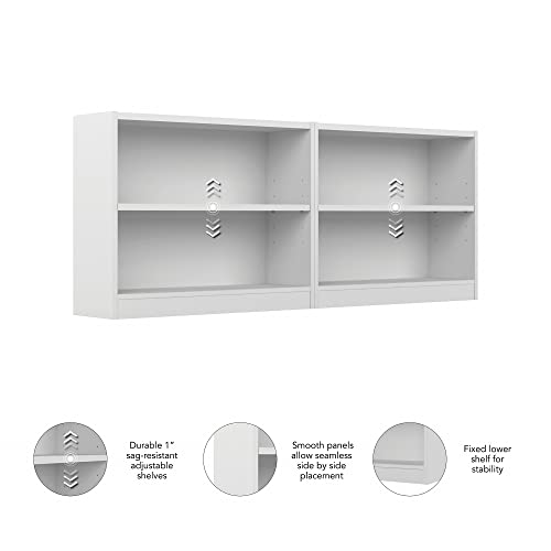 Bush Furniture Universal 2 Shelf Bookcase Set of 2 in Pure White