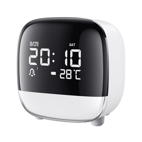 Oraimo Premium Alarm Clock Smart Touch Control, 3 Alarms & Voice-Activated Backlight, 80-Day battery Life per Charge, Digital Clock with Date/Temp/Snooze/12H/24H, Desk Clock for Students Children