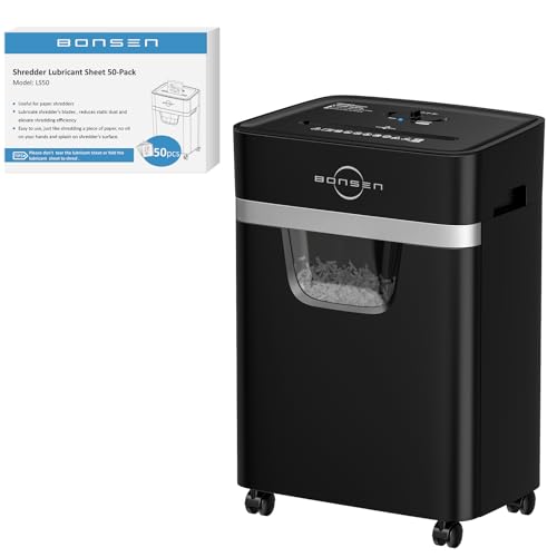 BONSEN 12-Sheet Cross Cut Paper Shredder and 50 Pack Lubricant Sheets
