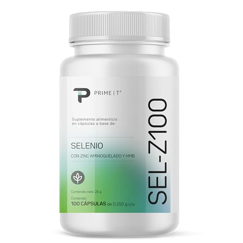 Primetech Nutrition Selenio con Zinc SEL-Z100, 100 Cápsulas | 100 Mcg de Selenio, 20 Mg de Zinc, Protección Antioxidante Potente