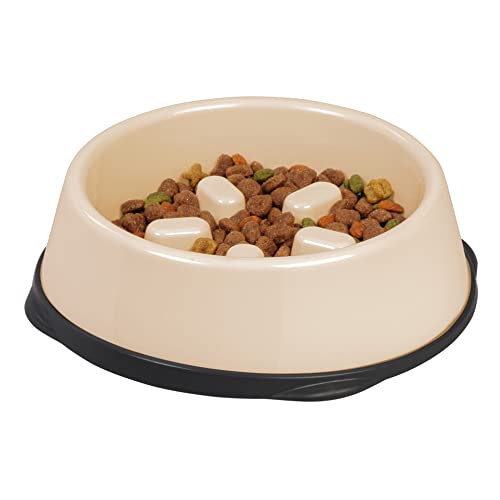 IRIS USA 4-Cup Slow Feeder Dog Bowl, Anti-Choking & Anti-Slip, Puzzle Bowl for Healthy Digestion, Slow Eating Dog Bowl for Short Snouted Dogs, Cats & Pets, BPA-Free, PVC-Free, Beige/Black — image 1