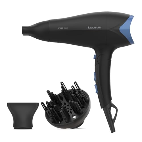 Secador pelo Taurus - Studio 2500 | incluye Concentrador y difusor | 2400 W de potencia | Plegable y compacto | Muy ligero | función de aire frío | Filtro extraíble