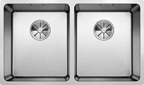 BLANCO ANDANO 340/340-IF Stainless Steel Sink Installation Type: Installation from Top and Flush Surface for 80 cm Wide Base Cabinets Resistant to Scratches Large Basin Volume