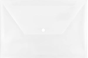 JAM PAPER Plastic Envelopes with Snap Closure - Legal Booklet - 9 3/4 x 14 1/2 - Clear - 12/Pack