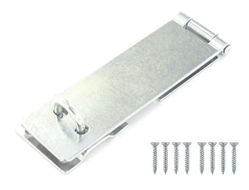 TERF® 1 Pcs Safety Hasp and Staple Set Zinc 150mm Security Door Padlock Latch including Fixing Screw For Use with Outdoor House Cabinet Cupboard Cage Door Gates and Multi Purpose Use - 150mm