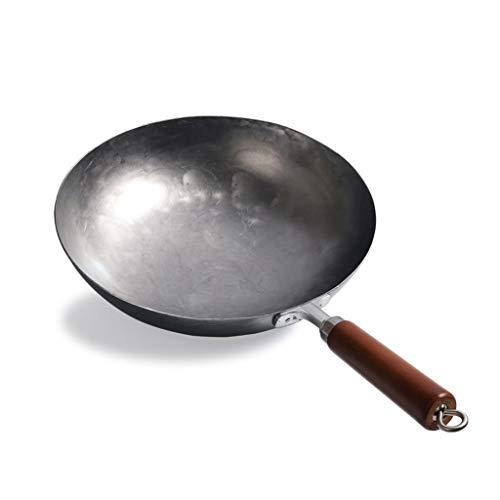 32/34CM Traditional Handmade Wok Old-Fashioned Iron Wok Without Coating Non-Stick Gas Cooker Wok Cookware Pot (Size : 34cm) (34cm)