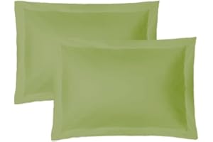 iMaylex Soft and Breathable 100% Egyptian Cotton Envelope Pillow Shams, Silk Like and Cozy Decorative Pillow Covers, Set of 2, Green, Standard
