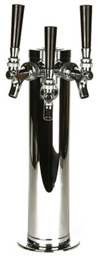 Bev Rite Triple Faucet Stainless Steel Body Draft Beer Tap Column Tower, 3-Inch Diameter, Made in USA