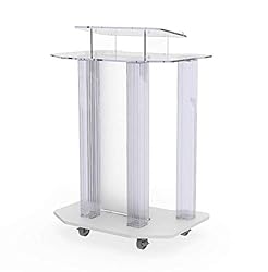 FixtureDisplays® Acrylic Podium Wood Pulpit Large