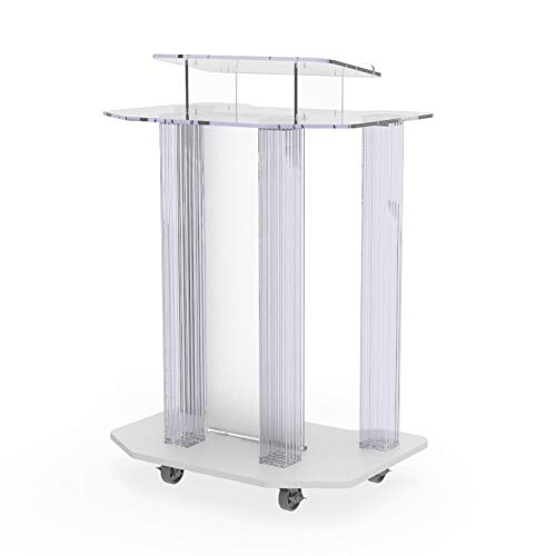 FixtureDisplays® Acrylic Podium Wood Pulpit Large