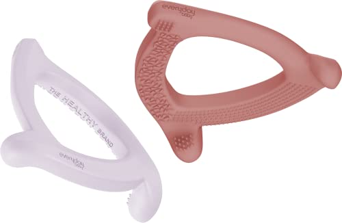 Everyday Baby Silicone Teething Ring Twin Pack, 2 Colours: Nature Red, Light Lavender 30840 0337 00 01