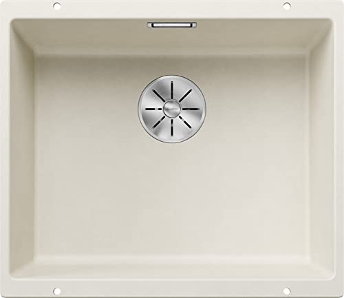 BLANCO SUBLINE 500-U | Granitspüle aus SILGRANIT softweiß | Einbauart: Unterbau | für 60 cm breite Unterschränke | Ein Ausschnitt und nur einmal monti