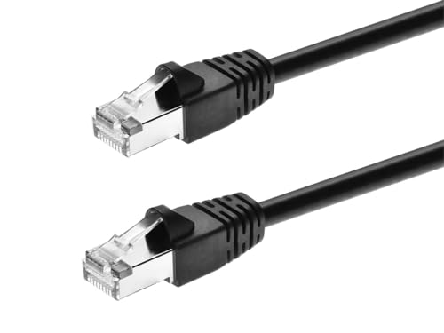Photo 1 of Monoprice Cat6A 7ft Black Patch Cable Double Shielded (S/FTP) 26AWG 10G Pure Bare Copper Snagless RJ45 Fullboot Series Ethernet Cable