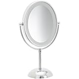 Conair Oval Shaped LED Double-Sided Lighted Makeup Mirror; 1x/7x magnification; Polished Chrome Finish