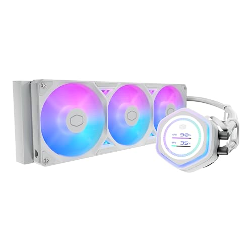 Cooler Master Atmos II 360 White LCD Freeform 2.0 AIO CPU Liquid Cooler, LCD Panel, Dual Chamber Pump, 400mm Tubing, SickleFlow Edge 360 ARGB PWM, R9|Ultra 9, AMD Ryzen AM5, Intel LGA 1851 Platform