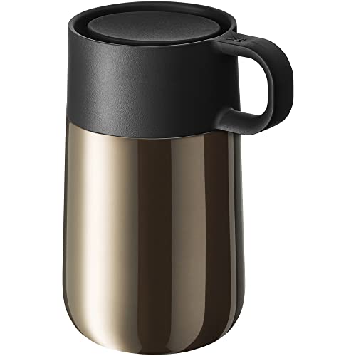 WMF Impulse Travel Mug, Thermal Mug Stainless Steel 0.3 L, Automatic Closure, 360° Drinking Opening, Keeps Drinks Warm for 6 Hours / 12 Hours Cold, Brown