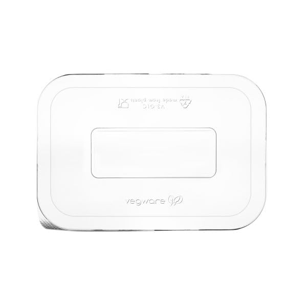 Photo 1 of ***PARTIAL SET-- PRICE ADJUSTED*** Vegware Compostable Size 3 To Go Container Lids, Case of 600, Reuseable, PLA Renewable Plant Based Plastic, Reuseable, Meal Prep Food Storage Lids