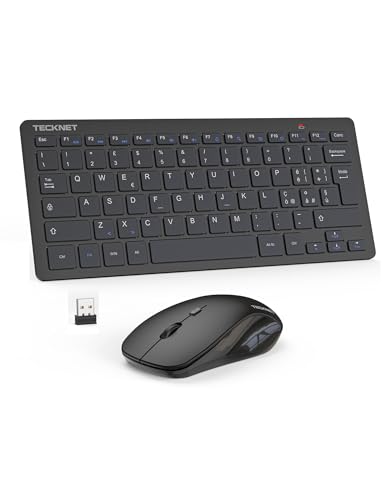 TECKNET Wireless Keyboard and Mouse Set, 2.4G Silent with Nano USB Receiver, 12 Multimedia Shortcuts for Computer, PC, Laptop, Desktop, Android Smart TV