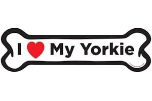 Magnet Me Up I Love My Yorkie Dog Bone Magnet Decal, 2x7 Inches, Heavy Duty Automotive Magnet for Car Truck SUV