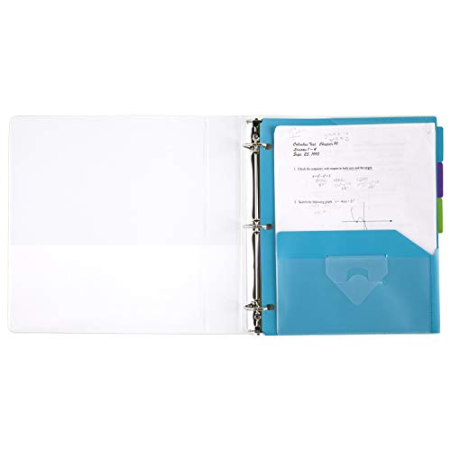 Five Star Binder Dividers, Flex, NotePocket, 3 Tabs, Teal, Purple, Lime