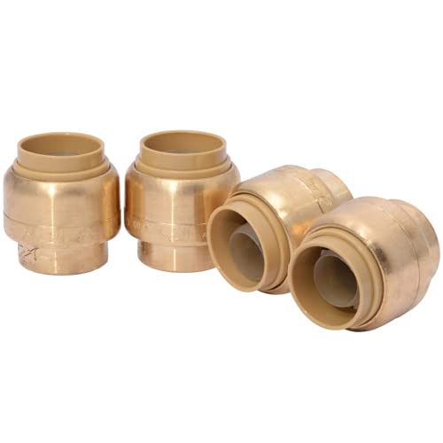 SharkBite 1/2 Inch Push Cap, Pack of 4, Push to Connect Brass Plumbing