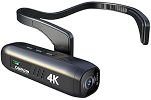 CAMMHD 4K Camcorder, Head Mounted Camera Wearable Vlog Camera 6-Axis Gimbal Stabilizer Video Camera Recorder, Wi-Fi APP Contr