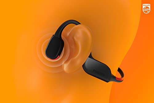 PHILIPS A7607 Bone Conduction Headphones,Wireless Bluetooth Open-Ear Headphones Sound,AI mics,Noise Reduction,9-Hour Battery,Fast Charging,LED Safety Lights,IP66,App Control,Black