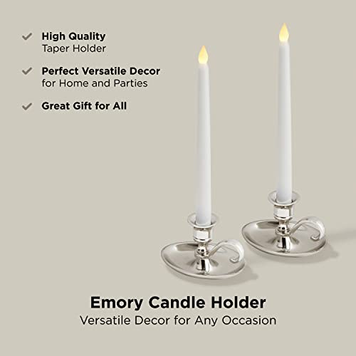 Silver Candle Stick Holder Colonial Chamberstick Shape with Handle