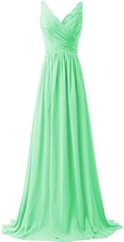 CaliaDress Women V Neck Long Bridesmaid Dress Prom Evening Gowns