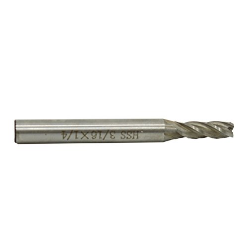 AUTOTOOLHOME 3/16" X 1/4" High Speed Steel HSS 4 Flute Straight End Mill Milling Cutter Pack of 2