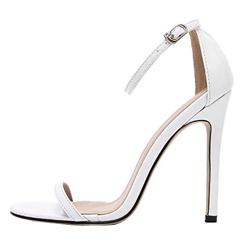 Lovirs Women's Open Toe Solid Color High Heels Cover Heel White Sandals Stiletto Dress Wedding Shoes 13 M US