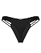 RELLECIGA Women's Triple Strappy Black Bikini Bottoms Thong Size Small