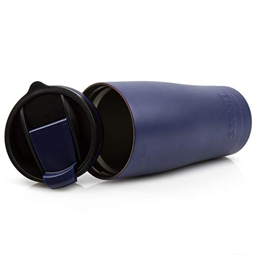 Tumbler 20 oz 100% Leak-Proof - Smart Coolers - Ultra-Tough Double Wall Stainless Steel Premium Insulated Travel Cup - Keep Coffee and Ice Tea + Screw Lid + Straw + Gift Box, Navy Blue