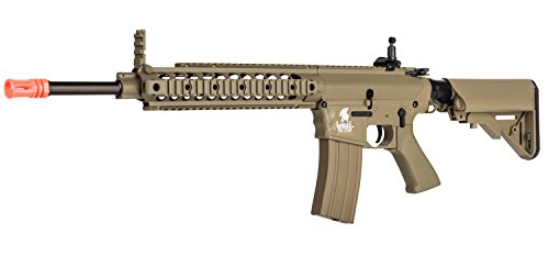UKARMS Lancer Tactical AEG SR-16 Electric Airsoft Gun w/Battery Charger w/Molded Grip (Tan)