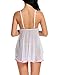 Avidlove Women Bridal Lingerie White Lace Babydoll Splicing Chemise V neck Sleepwear White L