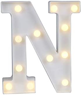 DEALPEAK Light Up Letters,Alphabet LED Letter Lights Warm White for Home Party Bar Wedding Festival Decorative Christmas Marquee Sign Letters(N)