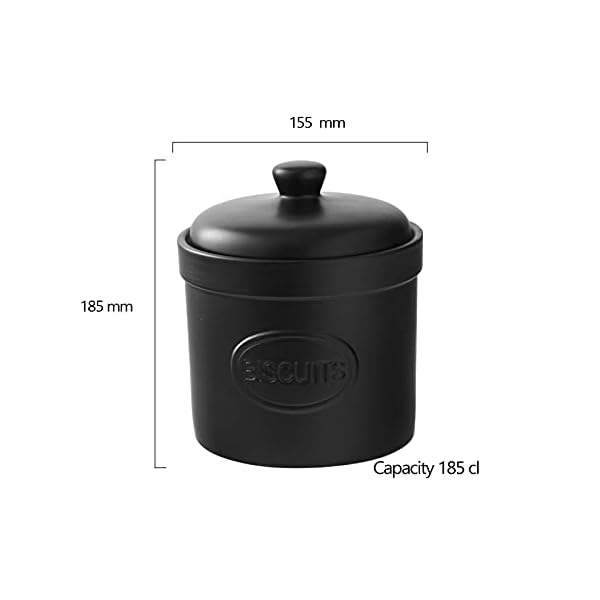 BIA-Biscuit-Barrel-Matte-Black-Matte-Storage-Jars-Stoneware-Kitchen-Storage-Biscuit-Barrel-Tea-Coffee-and-Sugar-Canisters-Set-Kitchen-Storage-Organisation-Available-in-White-and-Black BIA - Biscuit Barrel - Matte Black - Matte Storage Jar - Stoneware Kitchen Storage - Biscuit Barrel - Kitchen Storage…