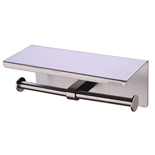 HANEBATH Bathroom Wall Mounted Double Toilet Paper Roll Holder, Brushed Nickel