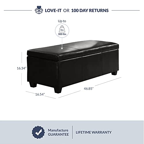 BELLEZE 47 Inch Storage Ottoman, Faux Leather Storage Bench Bedroom